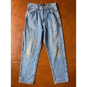 90s Vintage Paint Splattered Red Head Jeans